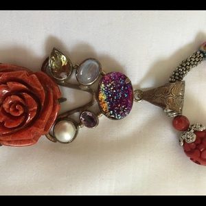 Bohemian rose beaded necklace